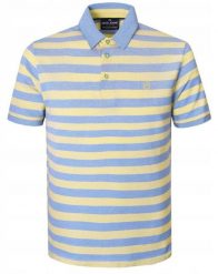 Bawełniana, Męska Koszulka Polo - Pako Jeans - Żółte Pasy. Szare koszulki polo Pako Jeans, l, bez wzorów, z bawełny, bez kołnierzyka, bez ramiączek. Za 129.00 zł.