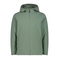 Kurtka przeciwdeszczowa z stałym kapturem CMP. Zielone kurtki CMP, bez wzorów, z softshellu. Za 338.50 zł.
