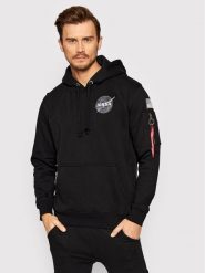 Alpha Industries Bluza Space Shuttle 178317 Czarny Regular Fit. Czarne bluzy Alpha Industries, m, bez wzorów, z bawełny, bez kaptura. Za 249.99 zł.