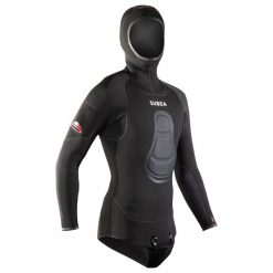 Kurtka do łowiectwa podwodnego męska Subea SPF 900 z neoprenu 5 mm. Czarne kurtki SUBEA, m, bez wzorów, z elastanu, bez kaptura. Za 549.99 zł.