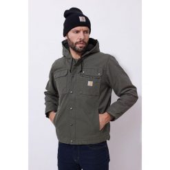 Kurtka turystyczna męska Carhartt Washed Duck Sherpa Utility ocieplana. Zielone kurtki Carhartt, l, bez wzorów, bez kaptura. Za 822.00 zł.