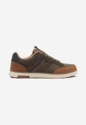 Ciemnobeżowe Buty Sportowe Sneakersy z Ozdobnymi Paskami Odimere. Brązowe buty sportowe casual Born2be, bez wzorów, z jeansu, bez zapięcia. W wyprzedaży za 127.99 zł.