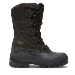 Trekkingi Meindl. Brązowe botki sznurowane MEINDL, bez wzorów, bez obcasa, bez zapięcia. Za 539.99 zł.