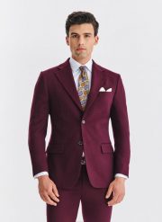 PAKO LORENTE – Bordowa marynarka garniturowa. Czerwone marynarki Pako Lorente, na co dzień, m, bez wzorów, z elastanu, casualowe. Za 699.99 zł.