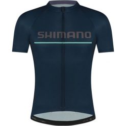 Koszulka z krótkim rękawem LOGO, granatowa. Niebieskie t-shirty sportowe Shimano, bez wzorów, bez ramiączek, rowerowe. Za 302.45 zł.