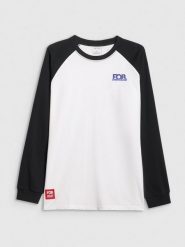 4F Longsleeve oversize męski - biały S. Białe bluzki z długim rękawem 4F, m, z aplikacjami, bez kołnierzyka, bez ramiączek. Za 99.99 zł.