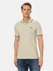 BOSS Polo Paul 50506193 Beżowy jasny Slim Fit. Brązowe koszulki polo Boss, m, bez wzorów, z bawełny, bez kołnierzyka, bez ramiączek. Za 449.99 zł.