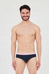 EMPORIO ARMANI Slipy granatowe 3-pack. Niebieskie slipki Emporio Armani, m, bez wzorów, z bawełny. W wyprzedaży za 139.99 zł.