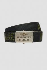 AERONAUTICA MILITARE Zielony męski pasek Herringbone Ribbon Bel, Rozmiar 90. Zielone paski Aeronautica Militare, bez wzorów. W wyprzedaży za 279.99 zł.