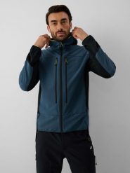 4F Kurtka softshell wiatroodporna męska - denim XL. Niebieskie kurtki 4F, l, bez wzorów, z denimu, bez kaptura. Za 399.99 zł.