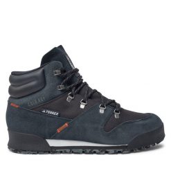 Trekkingi adidas. Czarne botki sznurowane Adidas, bez wzorów, bez obcasa, bez zapięcia. Za 469.99 zł.