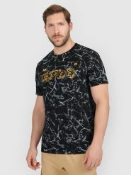 4F T-shirt regular z nadrukiem męski - czarny XL. Czarne t-shirty 4F, m, bez wzorów, z bawełny, bez kołnierzyka, bez ramiączek. Za 79.99 zł.