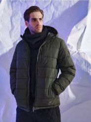 Kurtka puffer z kapturem - zielony. Zielone kurtki Sinsay, l, bez wzorów, z kapturem. Za 119.99 zł.