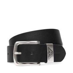 Pasek Emporio Armani. Czarne paski Emporio Armani, bez wzorów. Za 448.99 zł.