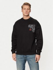 HUGO Bluza Derumkek 50532094 Czarny Relaxed Fit. Czarne bluzy Hugo, m, bez wzorów, z bawełny, bez kaptura. Za 289.99 zł.