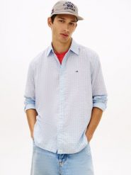 Tommy Jeans koszula casual Mężczyźni Comfort Fit Bawełna niebieski, L. Niebieskie koszule Tommy Jeans, l, bez wzorów, z bawełny, bez kołnierzyka, bez ramiączek. Za 229.95 zł.