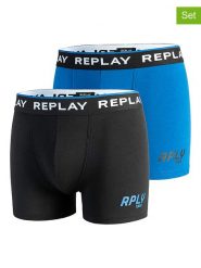 Replay Underwear Bokserki (2 pary) w kolorze niebieskim i czarnym rozmiar: XXL. Czarne bokserki Replay Underwear, xxl, bez wzorów. Za 43.99 zł.