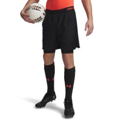 SPODENKI WOVEN 2-W-1 CZARNO-CZERWONE MĘSKIE. Białe odzież kompresyjna Under Armour, m, bez wzorów, z materiału, na fitness i siłownię. Za 234.75 zł.