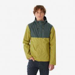 Kurtka turystyczna męska Quechua NH500 wodoodporna. Zielone kurtki QUECHUA, l, bez wzorów, z materiału, bez kaptura. Za 159.99 zł.