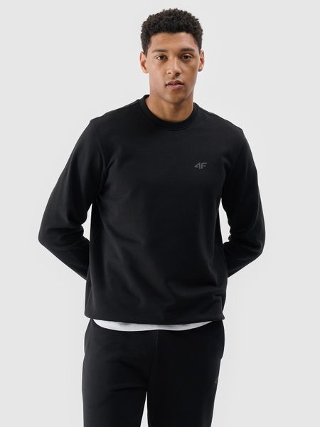 4F Bluza dresowa nierozpinana bez kaptura męska - czarna M. Czarne bluzy 4F, m, bez wzorów, z bawełny, bez kaptura. Za 129.99 zł.