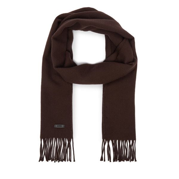 Szalik BOSS. Brązowe szaliki Boss, bez wzorów. Za 349.99 zł.