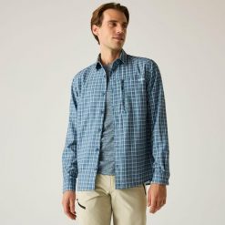 Koszula z długim rękawem antyinsektowa Regatta Travel Light. Niebieskie koszule Regatta, m, bez wzorów, z elastanu, bez kołnierzyka, bez ramiączek. Za 169.99 zł.