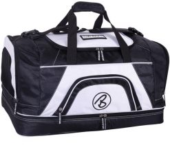 BRUBAKER torba sportowa 52 L - z przegrodą na mokre rzeczy i buty - czarno-biała. Białe torby na ramię X2, bez wzorów, z materiału, na ramię, duże, bez dodatków. Za 188.99 zł.