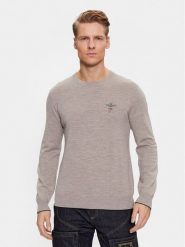 Aeronautica Militare Sweter 232MA1388L415 Beżowy Regular Fit. Brązowe swetry rozpinane Aeronautica Militare, l, bez wzorów, z wełny, bez kołnierzyka, bez ramiączek. Za 829.99 zł.