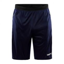 Spodenki treningowe męskie Craft Evolve Zip Pocket. Niebieskie krótkie spodenki sportowe Craft, m, bez wzorów, z dresówki. Za 222.00 zł.
