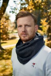 Komin męski zimowy Brødrene k3 granatowy 9921. Niebieskie szaliki bez wzorów, z dzianiny. Za 38.35 zł.