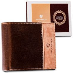 Portfel skórzany Peterson [DH] PTN N992-SHS brązowy. Brązowe portfele Peterson, bez wzorów, ze skóry. Za 81.99 zł.