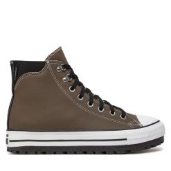 Trzewiki Converse. Brązowe botki sznurowane Converse, bez wzorów, bez obcasa, bez zapięcia. Za 569.99 zł.