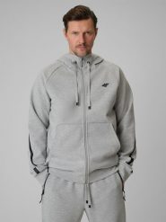 4F Bluza dresowa regular z kapturem męska - szara M. Szare bluzy 4F, m, bez wzorów, z bawełny, z kapturem. Za 199.99 zł.