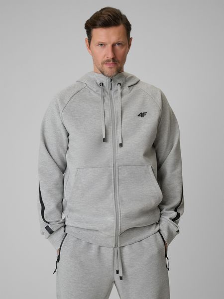 4F Bluza dresowa regular z kapturem męska - szara L. Szare bluzy 4F, l, bez wzorów, z bawełny, z kapturem. Za 199.99 zł.