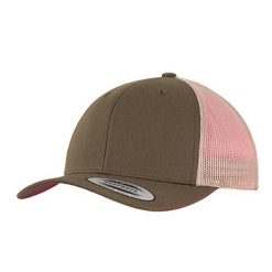Dwukolorowa Czapka Trucker Retro. Zielone czapki z daszkiem FLEXFIT, bez wzorów, z bawełny. Za 59.99 zł.