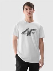 4F T-shirt regular z nadrukiem męski - biały S. Białe t-shirty 4F, m, bez wzorów, z bawełny, bez kołnierzyka, bez ramiączek. Za 59.99 zł.