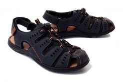 RIEKER 22021-14 blue, sandały męskie. Niebieskie sandały Rieker, bez zapięcia. Za 271.92 zł.