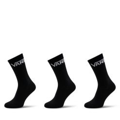 Zestaw 3 par wysokich skarpet męskich Vans. Czarne skarpety Vans, bez wzorów. Za 59.99 zł.