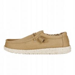 HeyDude Męskie Mokasyny Wally Stretch Canvas. Brązowe mokasyny Hey dude, bez wzorów, z materiału, bez obcasa, bez zapięcia. Za 199.00 zł.