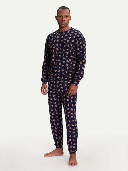United Colors Of Benetton Piżama 38DK4P02L Granatowy Regular Fit. Niebieskie piżamy United Colors Of Benetton, l, bez wzorów, z bawełny, bez ramiączek. Za 279.99 zł.