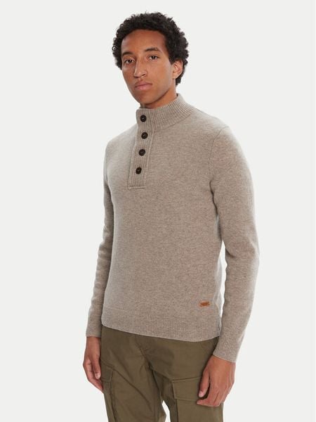 Barbour Sweter Patch Half Zip MKN0585ST51 Beżowy Regular Fit. Brązowe swetry rozpinane Barbour, m, bez wzorów, bez kołnierzyka, bez ramiączek. Za 634.99 zł.