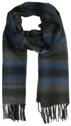 Szalik Popielato-Niebieski w Kratkę, Miękki, Delikatny, z Frędzlami, Cashmink -V.Fraas. Niebieskie szaliki V. Fraas, bez wzorów, z materiału. Za 65.00 zł.