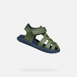 Sandały GEOX B SANDAL FUSBETTO BO Zielony. Niebieskie sandały Geox, z syntetyku, bez zapięcia. Za 189.99 zł.
