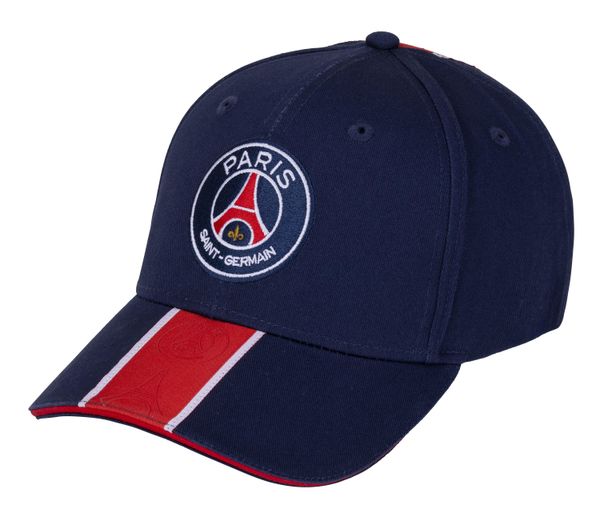 Czapka z daszkiem męska Paris Saint Germain granatowa. Niebieskie czapki z daszkiem PARIS SAINT GERMAIN, bez wzorów, z bawełny. Za 109.90 zł.