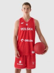 4F Koszulka reprezentacyjna męska 4F x PZKOSZ 2024 - czerwona S. Czerwone bezrękawniki 4F, bez wzorów, z dzianiny, bez ramiączek, na fitness i siłownię. Za 219.99 zł.