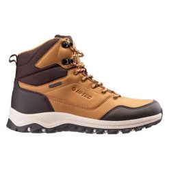 Buty trekkingowe Hi-Tec Hirol. Brązowe buty turystyczne Hi-tec, bez wzorów, z materiału, bez zapięcia, trekkingowe. Za 438.34 zł.