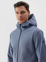 4F Kurtka softshell wiatroodporna membrana 5000 męska - niebieska L. Niebieskie kurtki 4F, na zimę, l, bez wzorów, z dzianiny, z kapturem. W wyprzedaży za 139.99 zł.