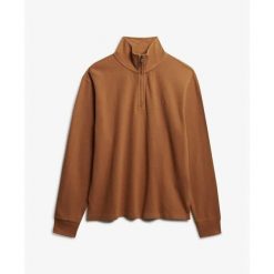 Sweter z prążkowanego materiału z zamkiem na szyi Superdry. Brązowe swetry nierozpinane Superdry, na zimę, m, bez wzorów, prążkowane, bez kołnierzyka, bez ramiączek. Za 284.00 zł.