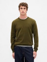 GAP Sweter w kolorze oliwkowym rozmiar: L. Brązowe swetry nierozpinane GAP, l, bez wzorów, bez kołnierzyka, bez ramiączek. Za 161.34 zł.