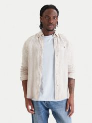 Tommy Hilfiger Koszula Bengal MW0MW42400 Beżowy Regular Fit. Brązowe koszule Tommy Hilfiger, l, bez wzorów, ze lnu, bez kołnierzyka, bez ramiączek. Za 489.99 zł.